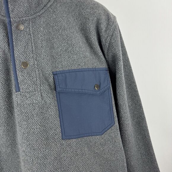 LL. Bean Allagash Men's Gray Blue Elbow Patches Snap T Fleece Henley XL Tall - Picture 6 of 15